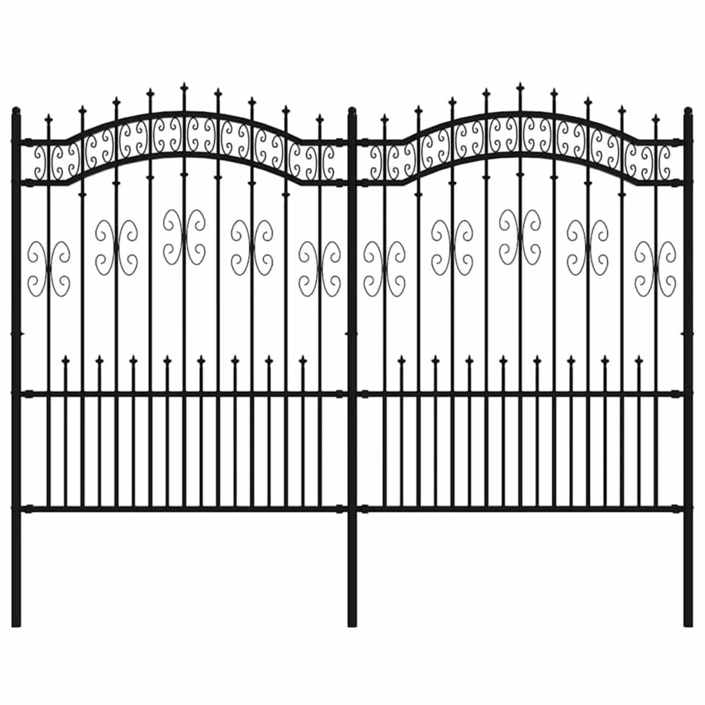 Clôture de jardin kampen avec pointe en forme de lance, acier noir 240 x 150 cm