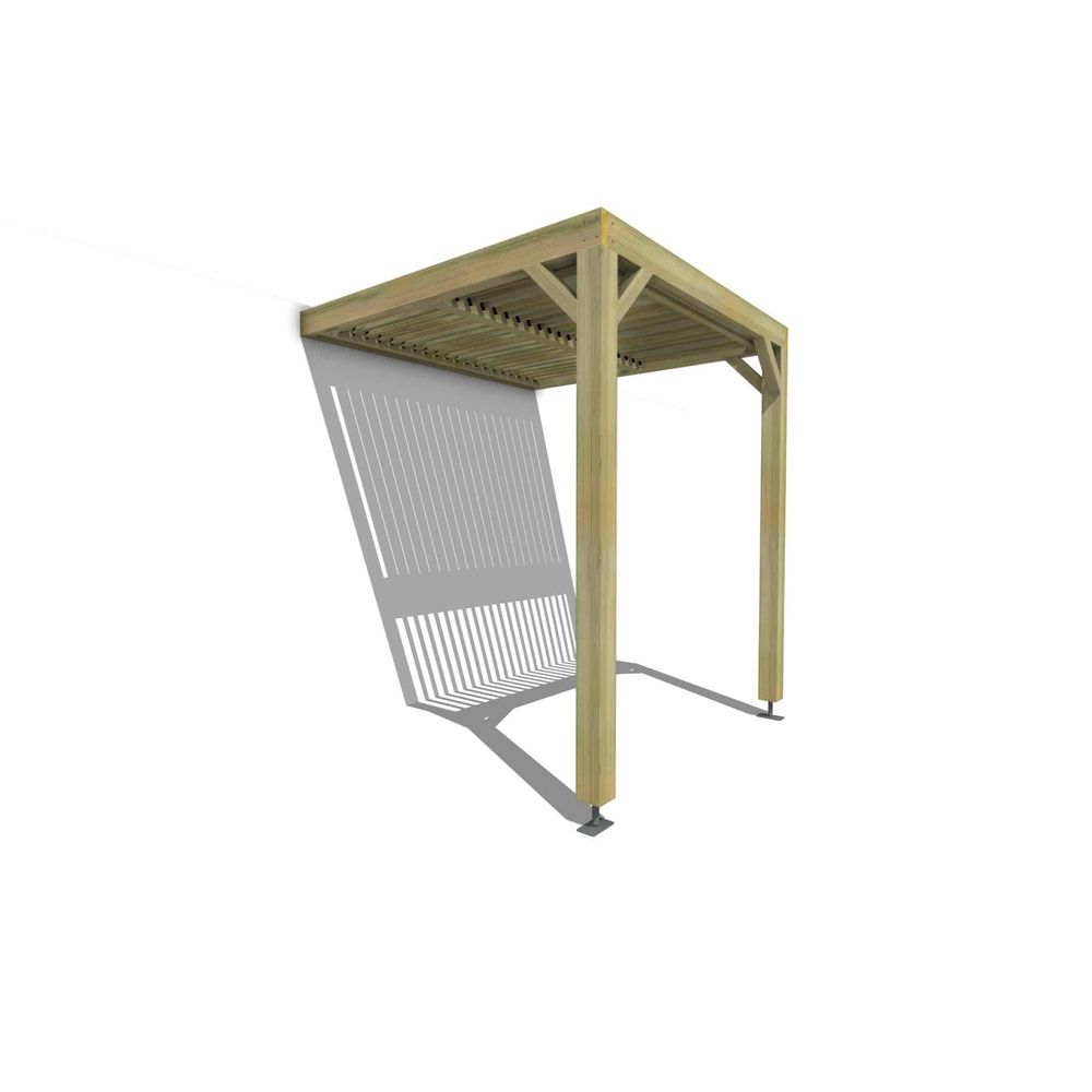 Pergola bois • 2m x 2m • adossée • sens largeur • lames orientables bioclimatiques incluses • livraison comprise