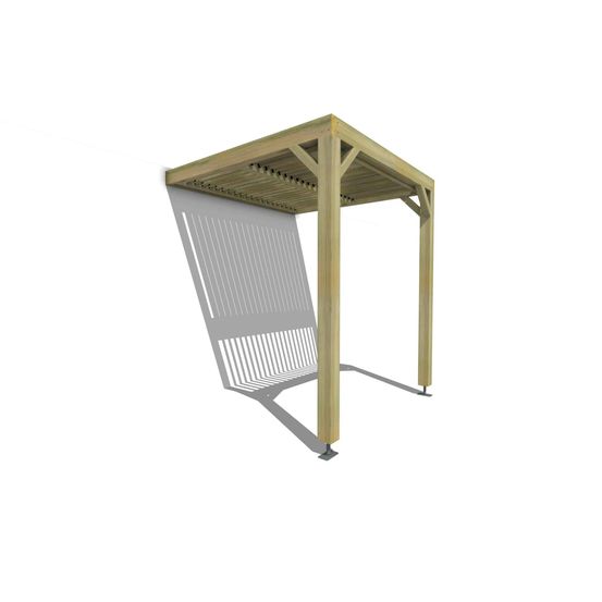 Pergola bois • 2m x 2m • adossée • sens largeur • lames orientables bioclimatiques incluses • livraison comprise