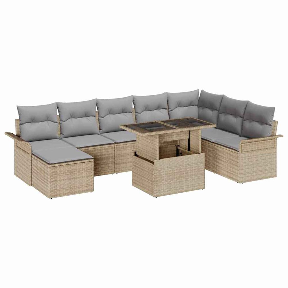 Ensemble de canapé de jardin 9 pc beige et gris clair