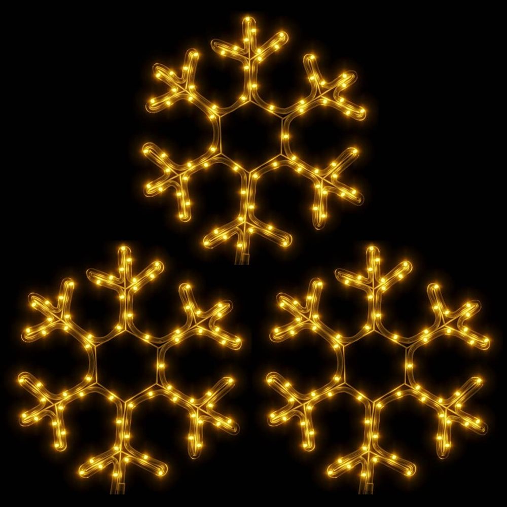 Flocons de neige de noël avec led 3 pcs blanc chaud 38x37 cm