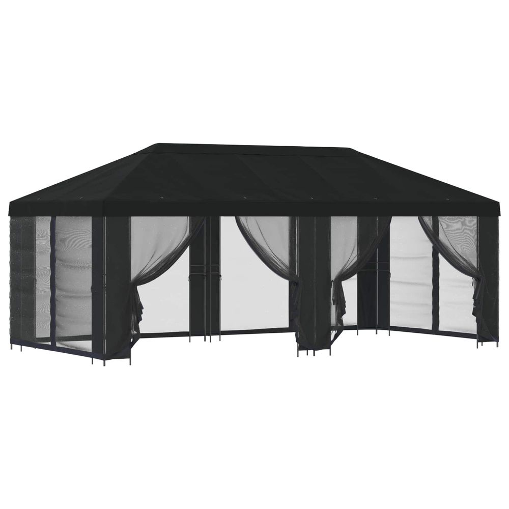 Abri de jardin avec parois 6 x 3 m noir polyester et acier