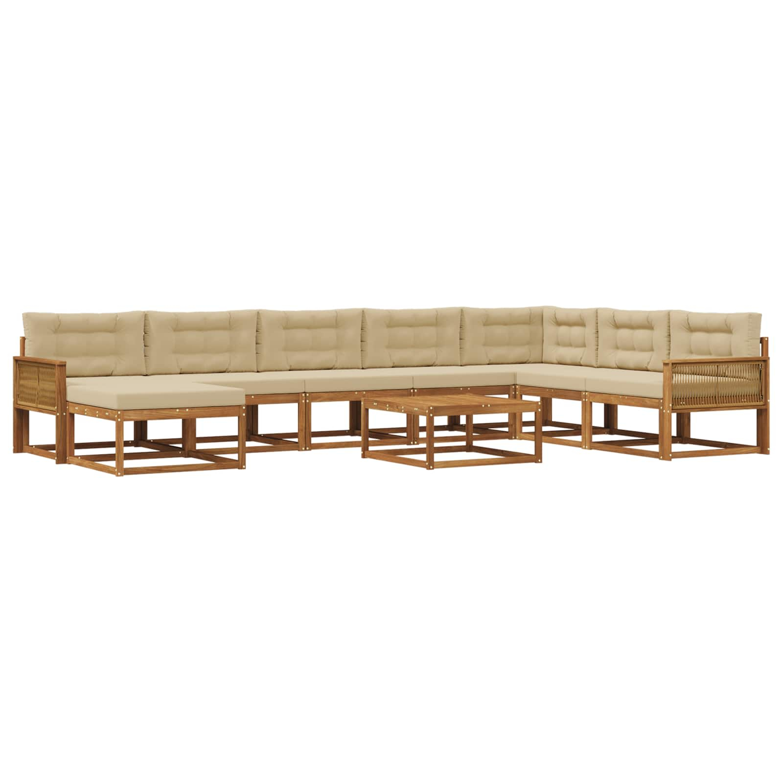 Ensemble de canapés d'extérieur 9 pcs naturel et beige