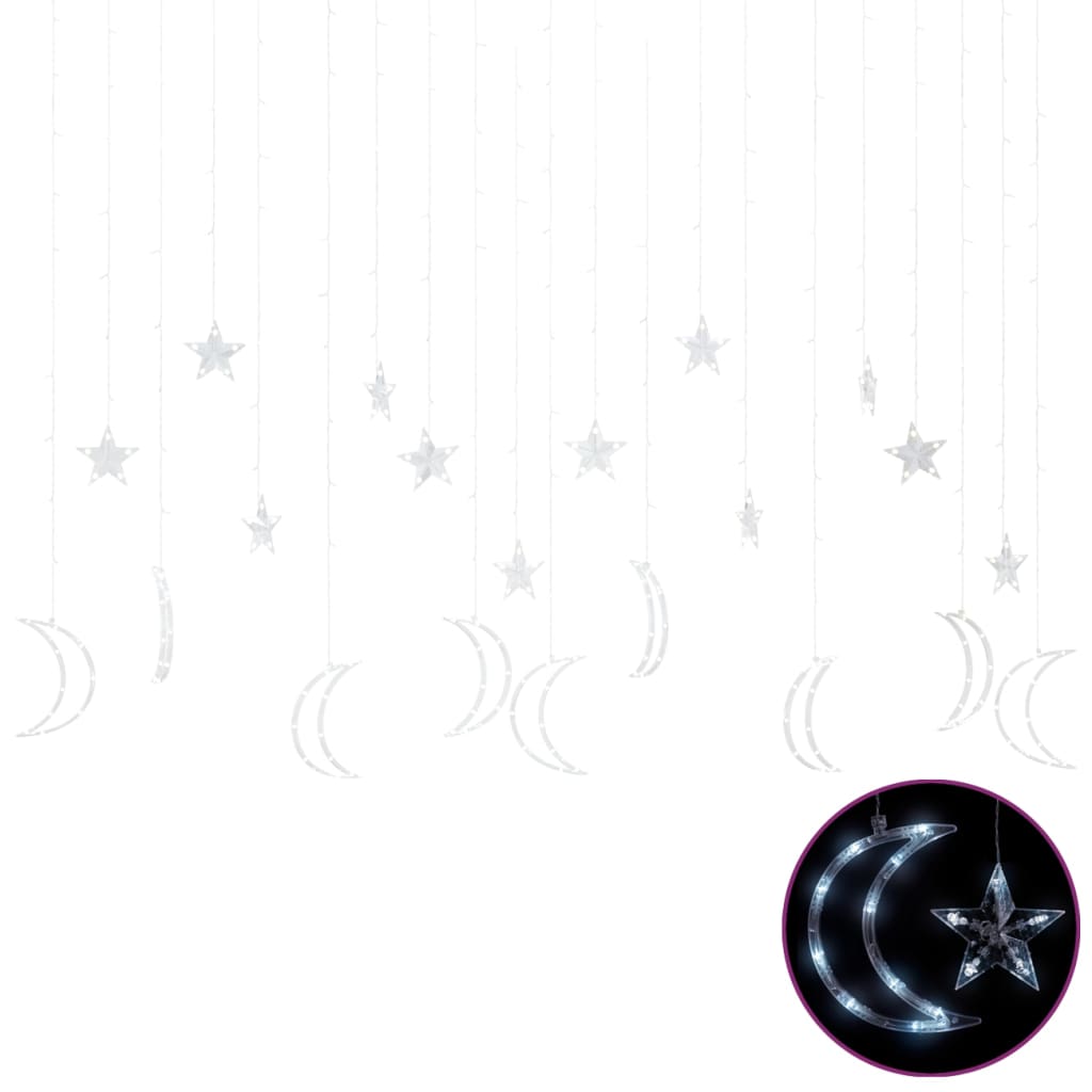 Guirlande lumineuse étoile et lune avec télécommande 345 led