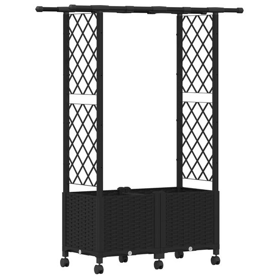 Lit élevé avec treillis et toit noir 124,5 x 40 x 142 cm pp