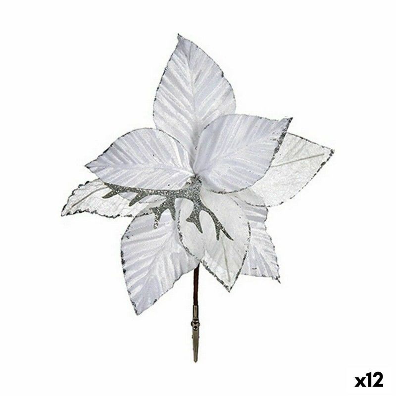 Fleur décorative blanc plastique 24x27,5x1,5cm - lot de 12