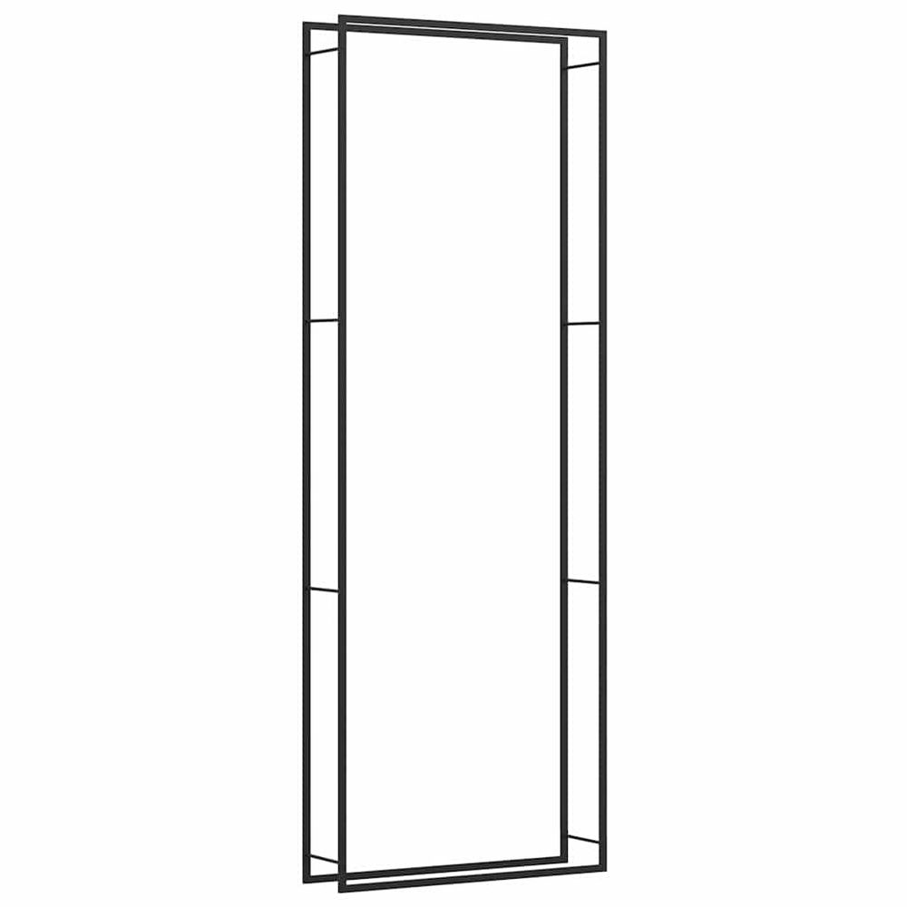 Portant de bois de chauffage noir mat 110x28x312 cm acier