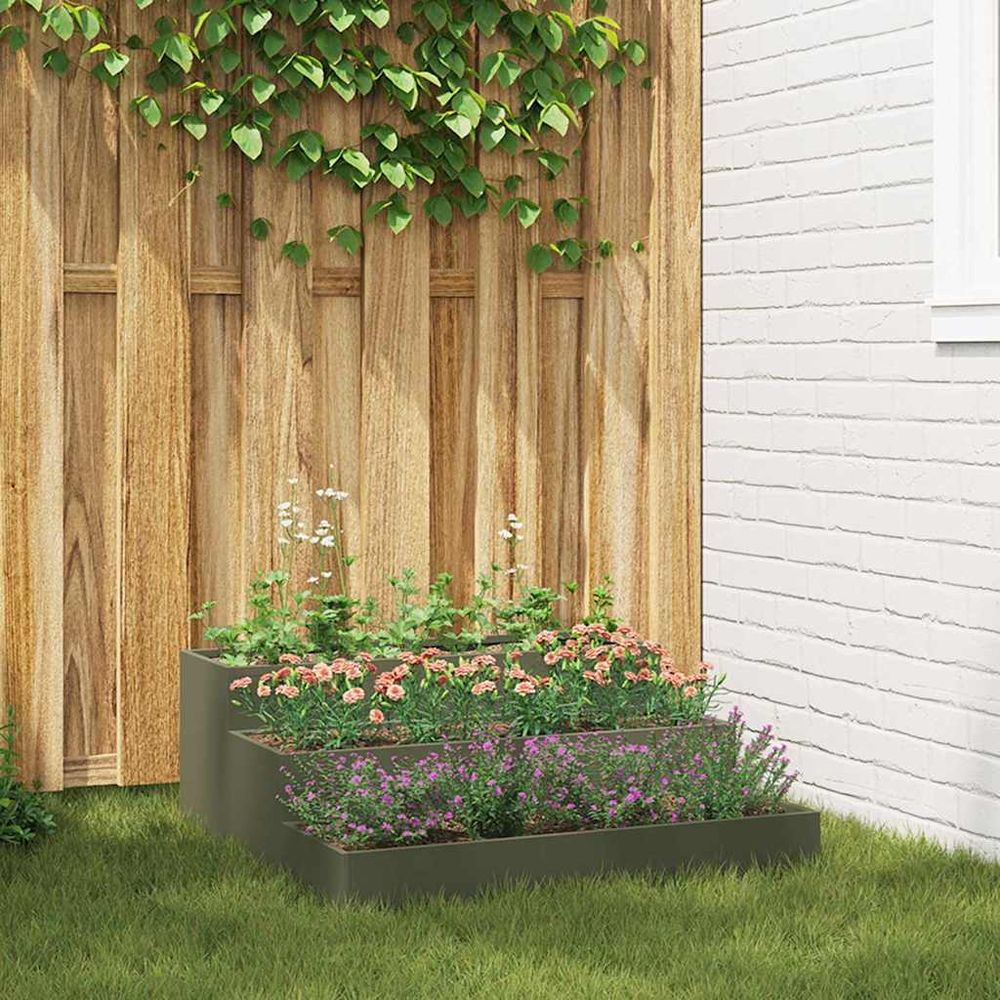 Jardinière carrée acier potager surélevé jardin vert olive 90cm