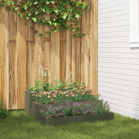 Jardinière carrée acier potager surélevé jardin vert olive 90cm