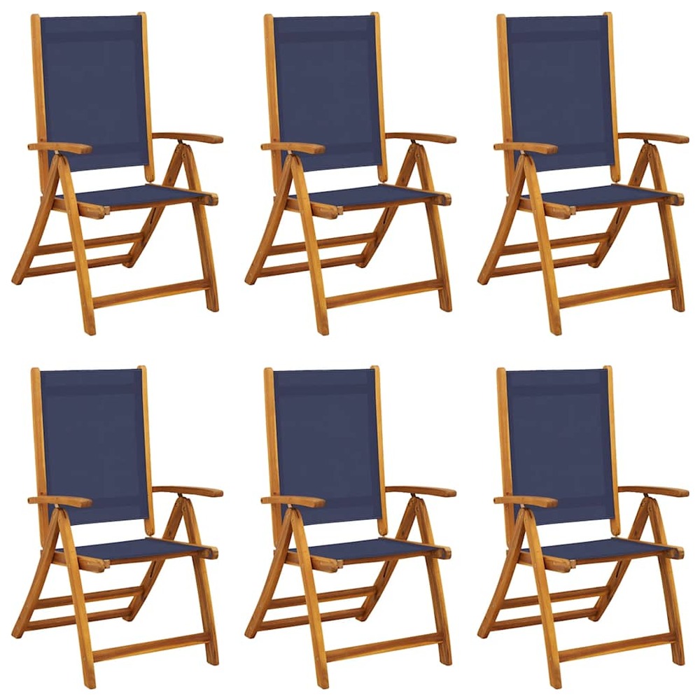Chaises pliables de jardin lot de 6 bois d'acacia et textilène