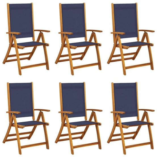 Chaises pliables de jardin lot de 6 bois d'acacia et textilène
