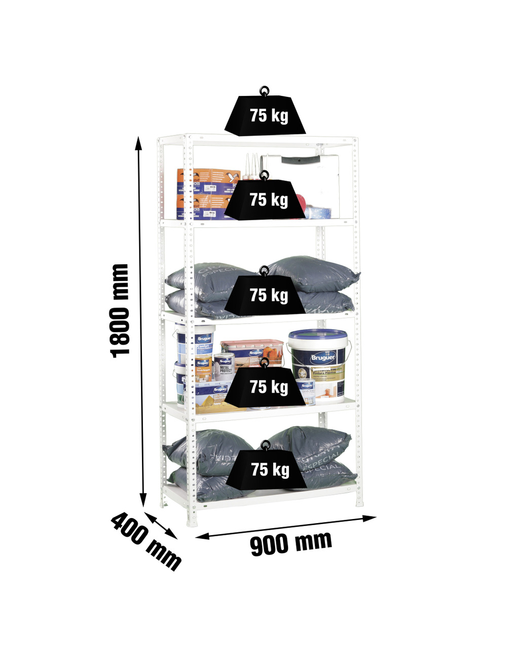 Etagère légère avec vis advantage 5/400 blanc blanc 1800x900x400 - simonrack