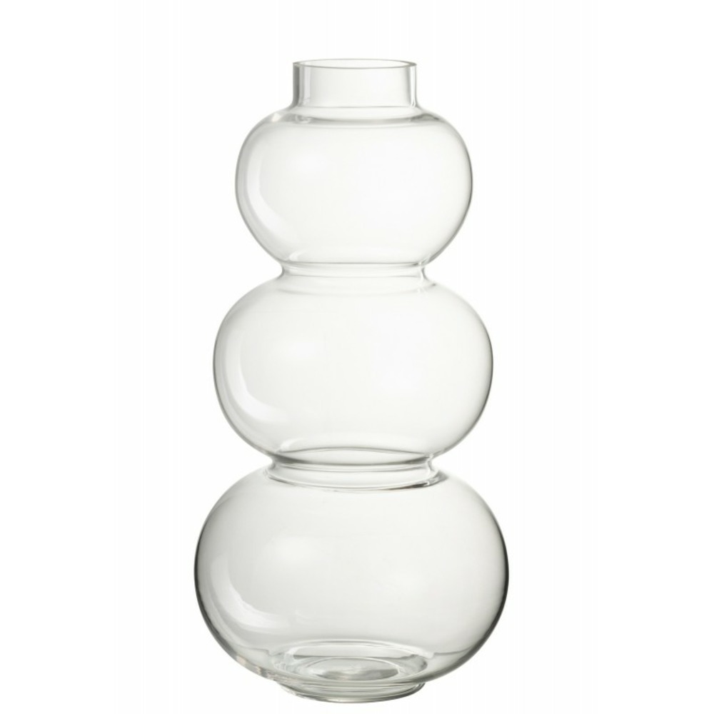 Vase 3 boules en verre transparent 19x19x36 cm