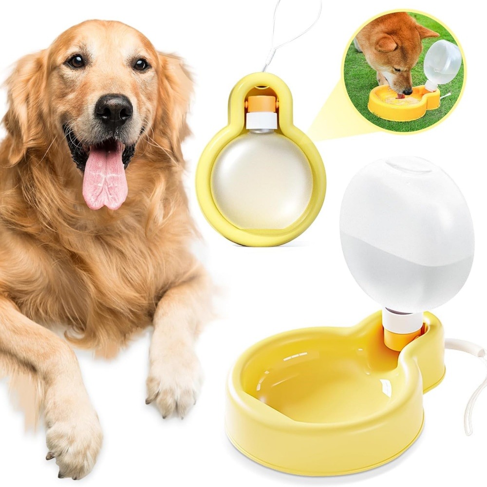 Bouteille d'eau pour chien pliable-grande bouteille jaune