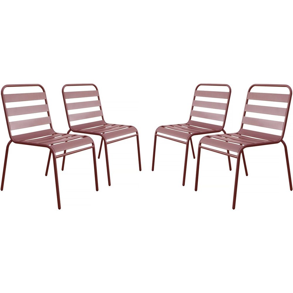 Lot de 4 chaises de jardin en métal empilables 