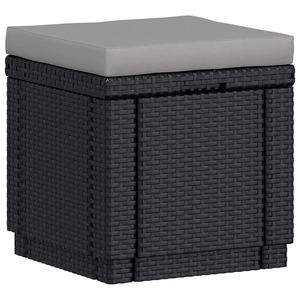 Pouf de rangement cube avec coussin graphite