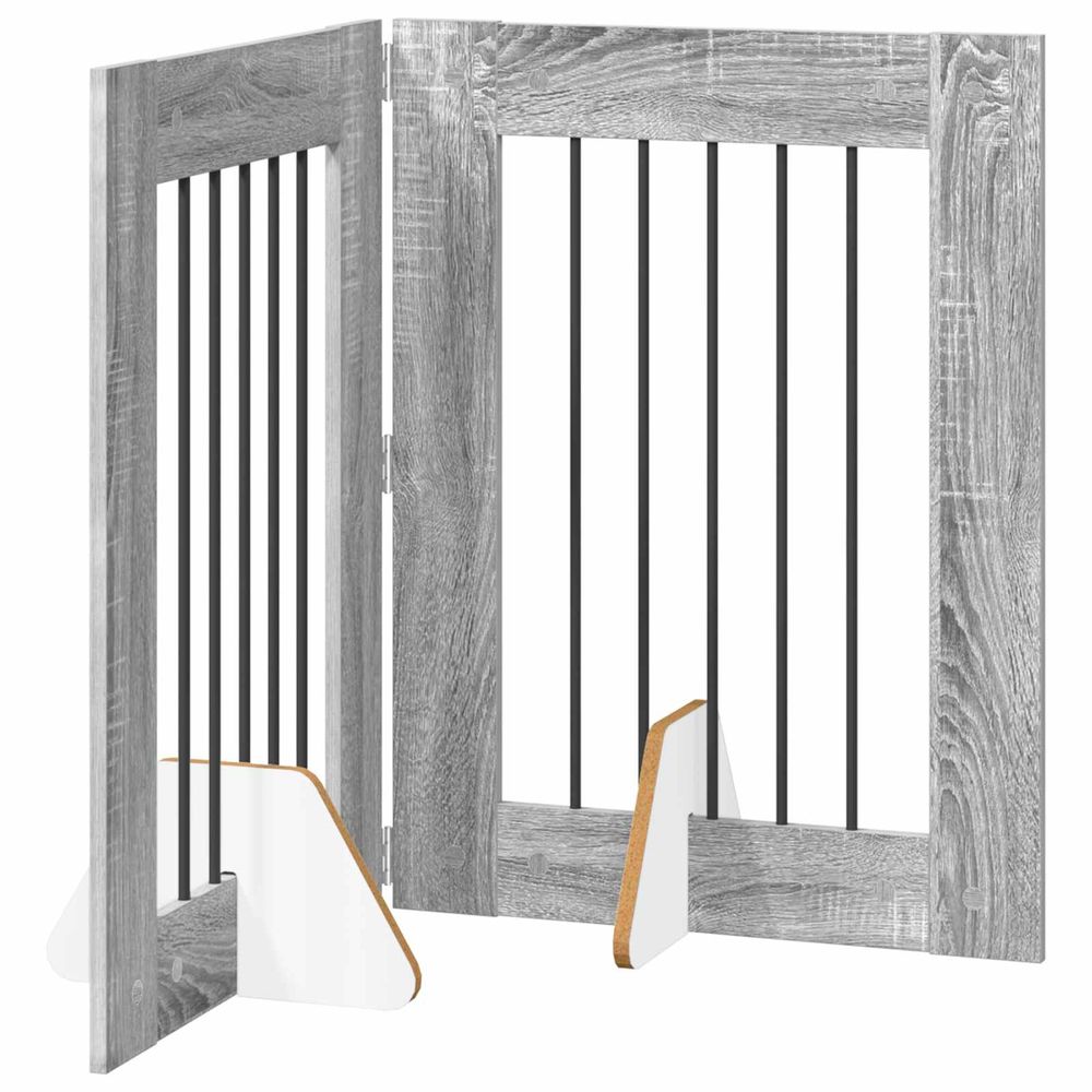 Porte de chien pliable avec supports 2 pc sonoma gris 120,5 cm