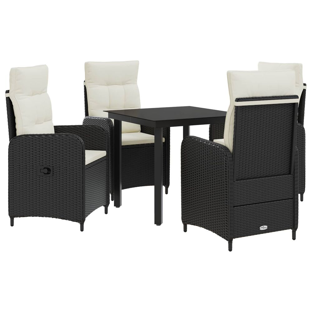 Ensemble de salle à manger pour jardin 5 pc noir et blanc crème