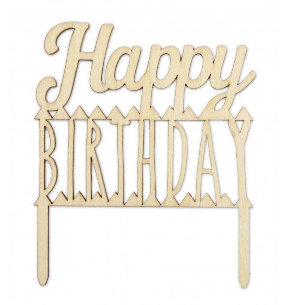 Cake topper en bois - happy birthday