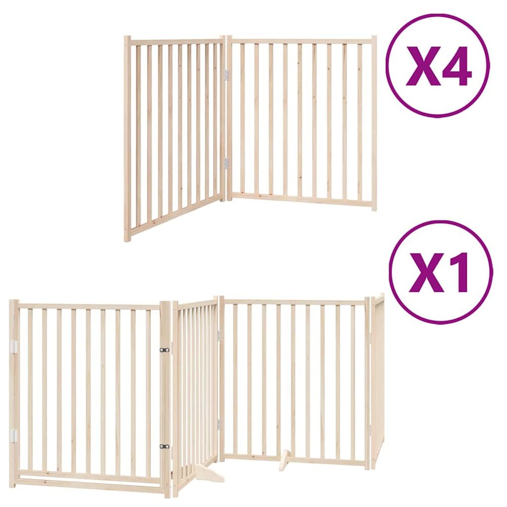 Barrière pour chien porte pliable 12 panneaux bois de peuplier