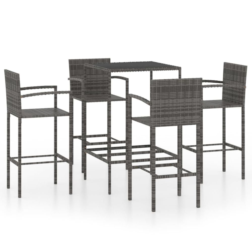 Ensemble de bar de jardin 5 pcs résine tressée gris