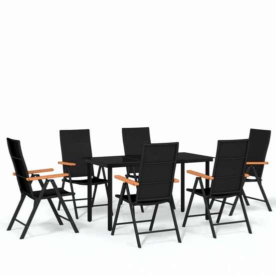 Ensemble à manger de jardin 7 pcs noir