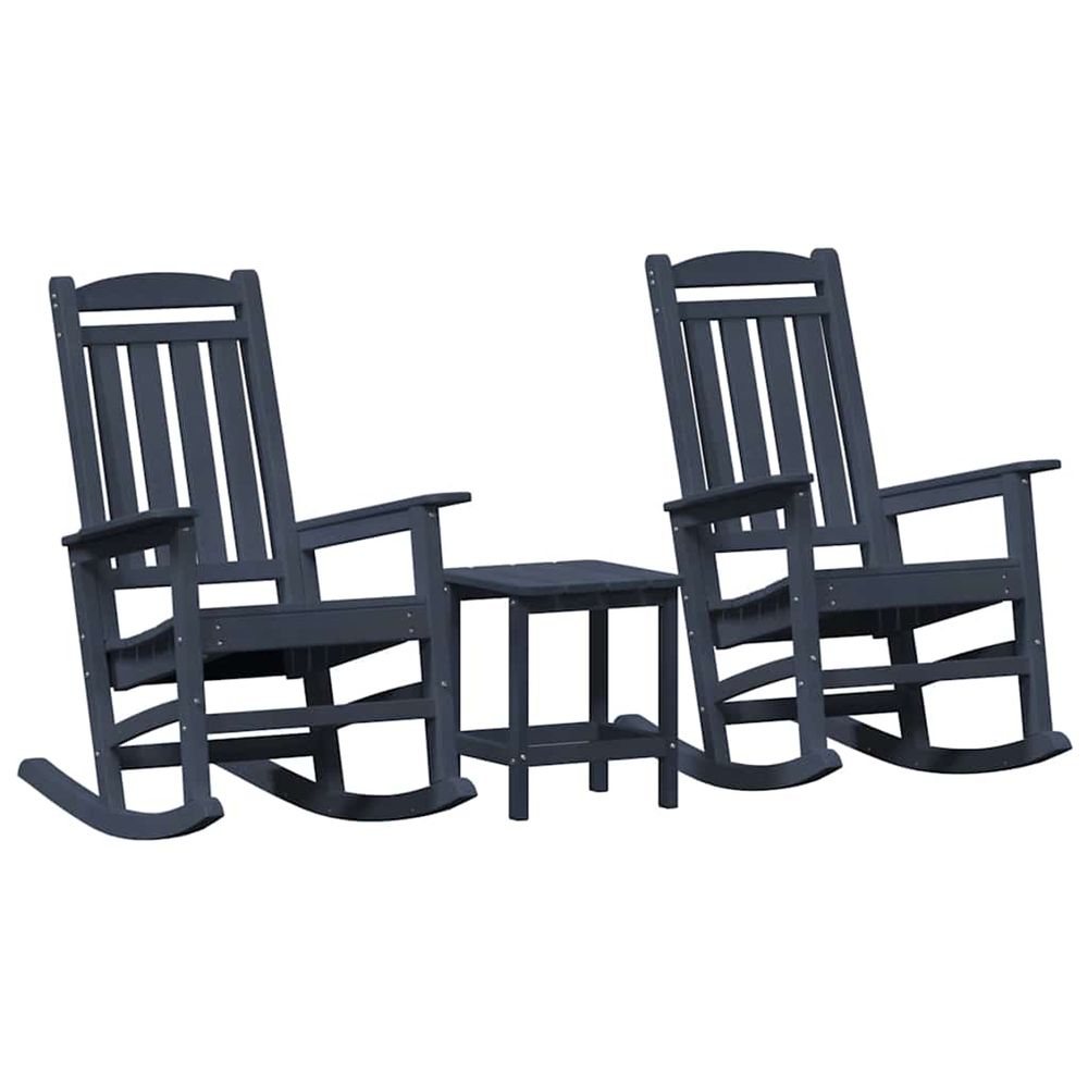 Chaise à bascule 3 pc bleu marine polyéthylène