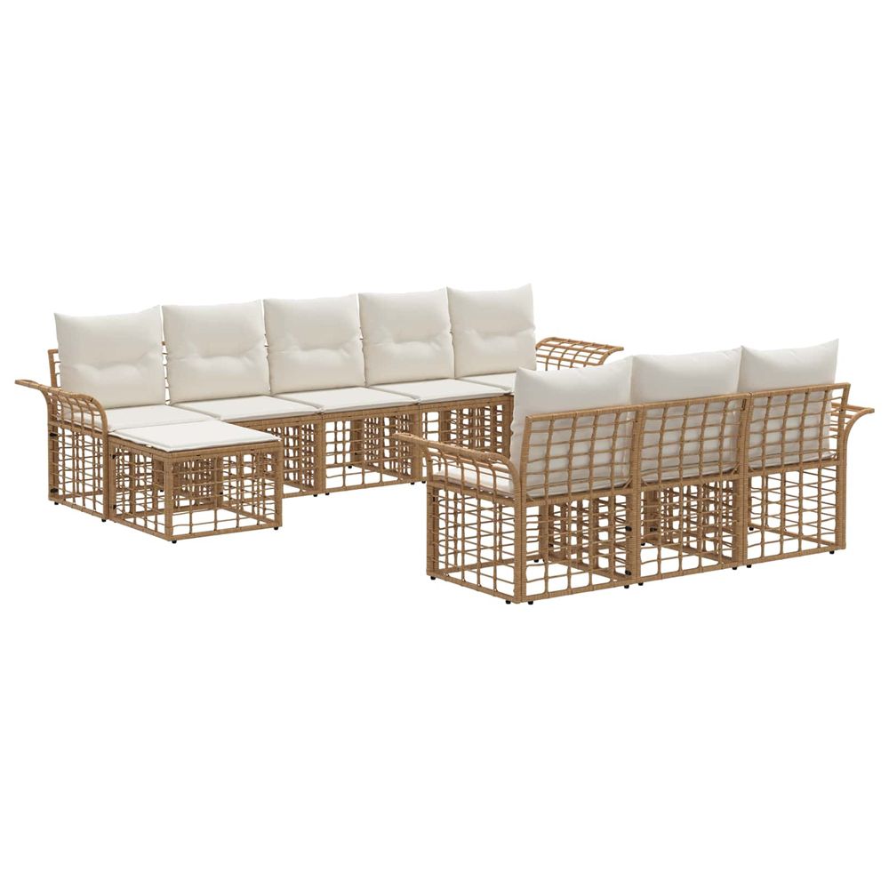 Ensemble de canapés d'extérieur 10 pc blanc naturel et crème