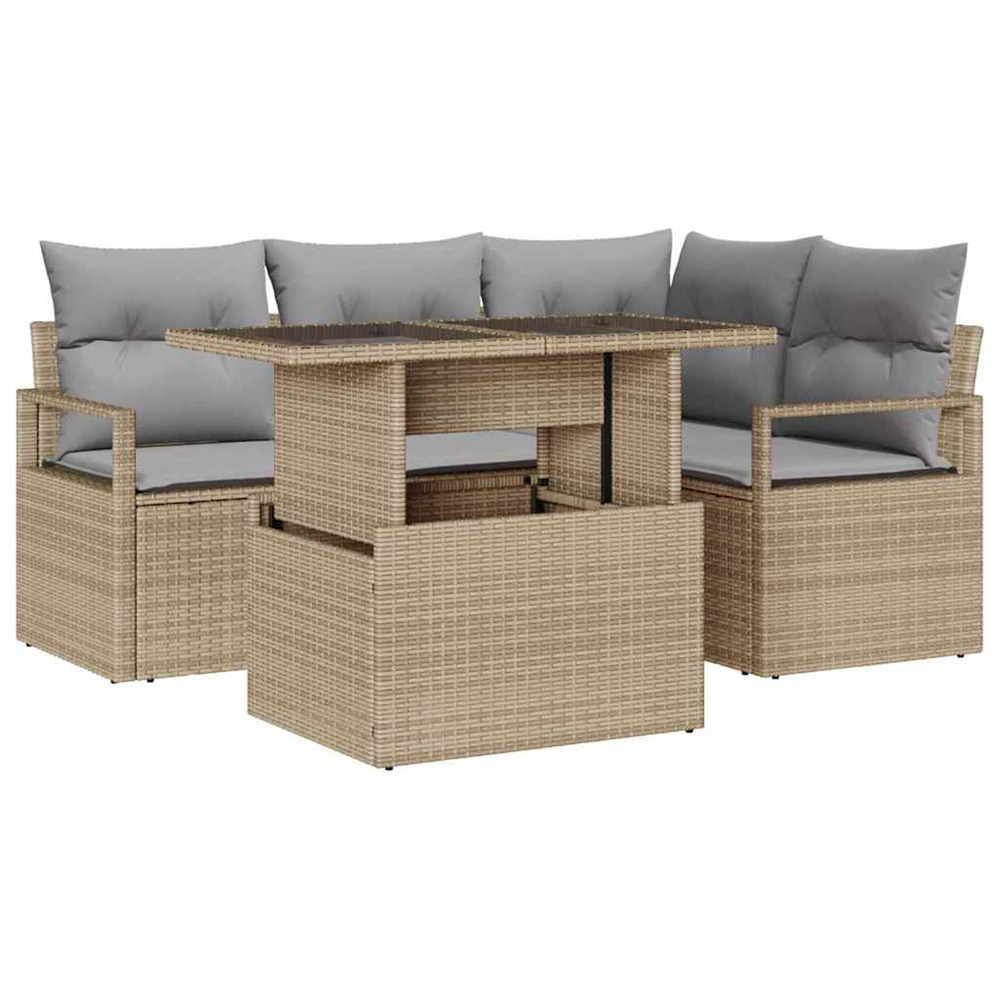 Ensemble de canapé de jardin 5 pcs beige et gris clair