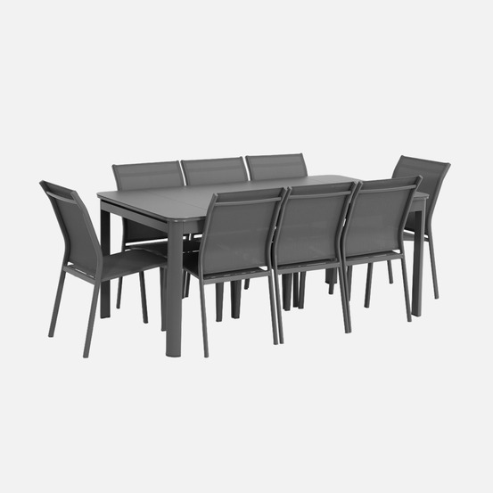 Table de jardin extensible aluminium + 8 assises - soria / buffalo