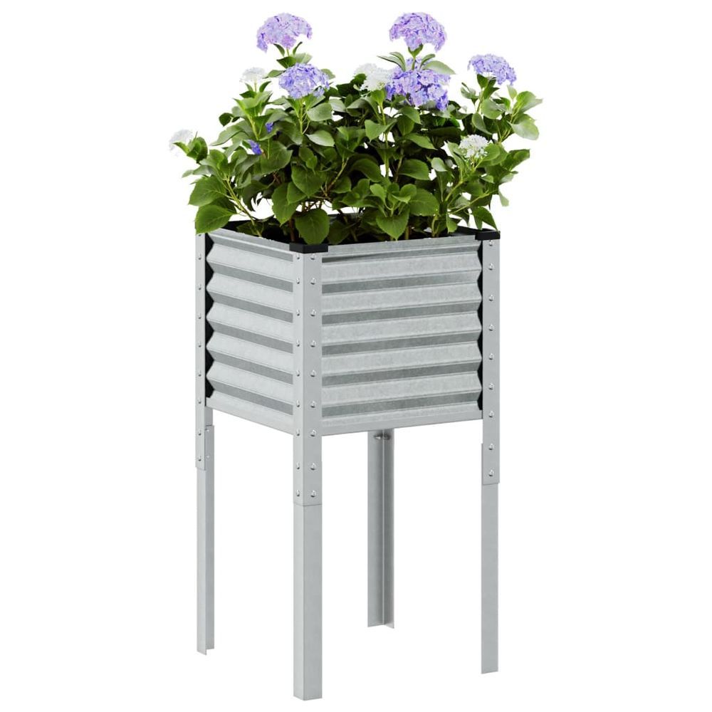 Jardinière haute carrée acier galvanisé balcon terrasse 45cm argenté