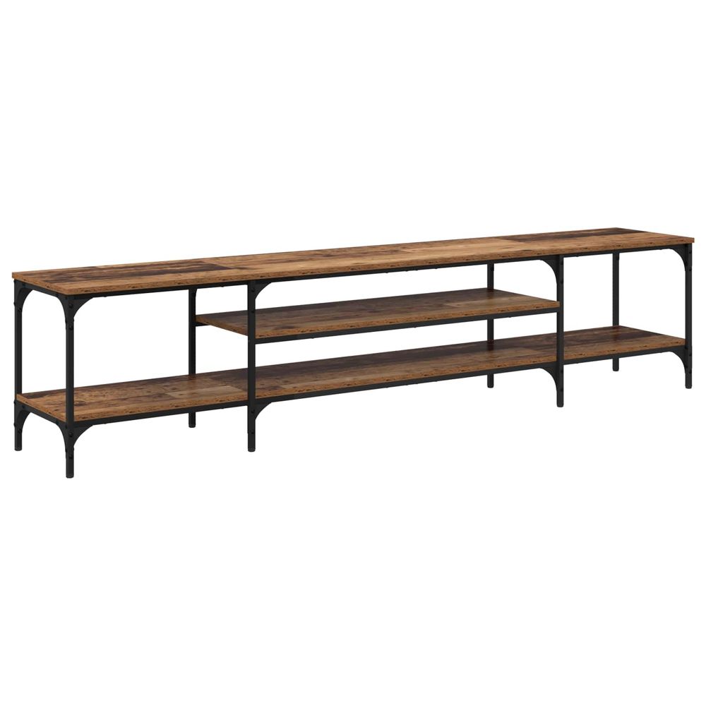 Meuble tv bois ancien 201 x 35 x 45 cm bois d'ingénierie et fer
