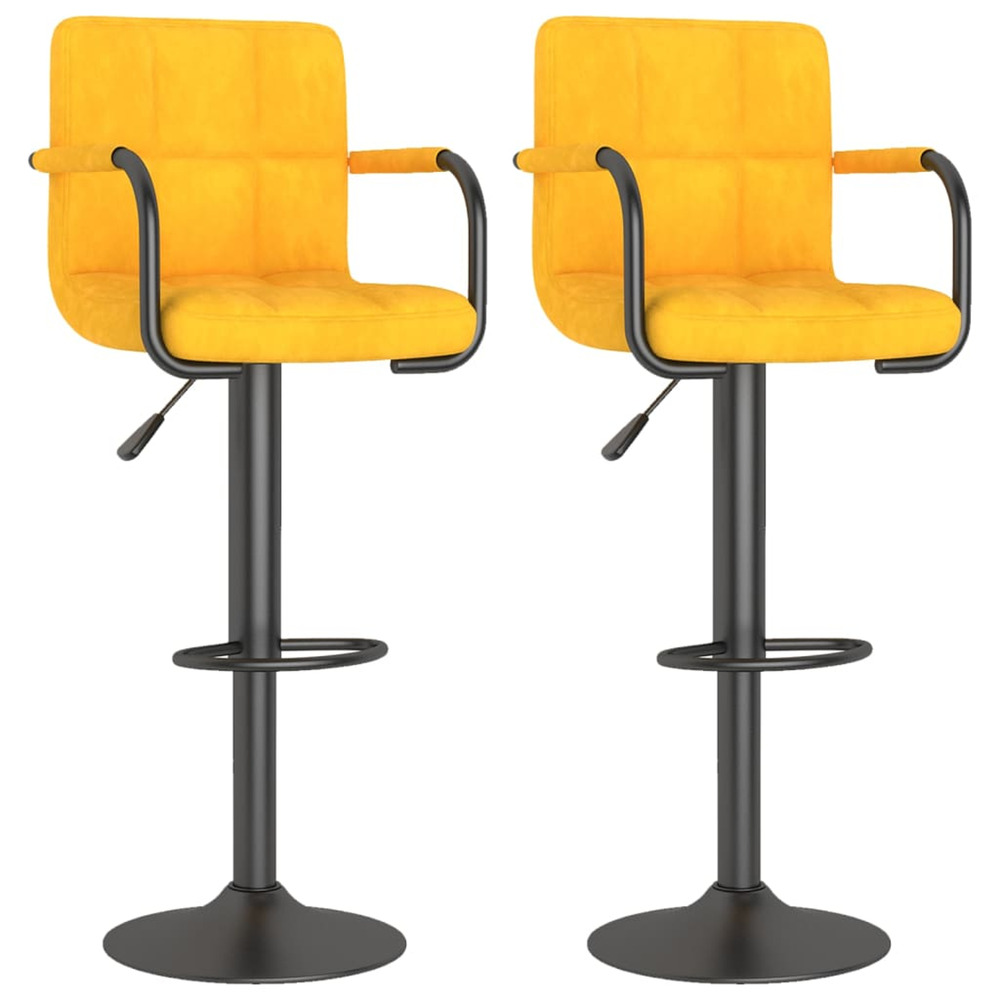 Tabourets de bar lot de 2 jaune moutarde velours
