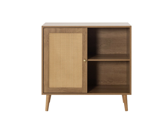 Goto - buffet haut - effet bois et cannage - 2 niches et 1 porte - 80 cm