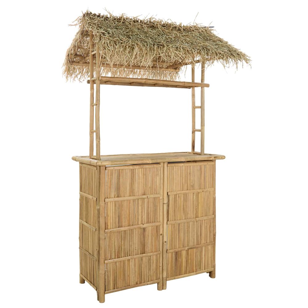 Table de bar extérieure naturel 115 x 95 x 215 cm bambou