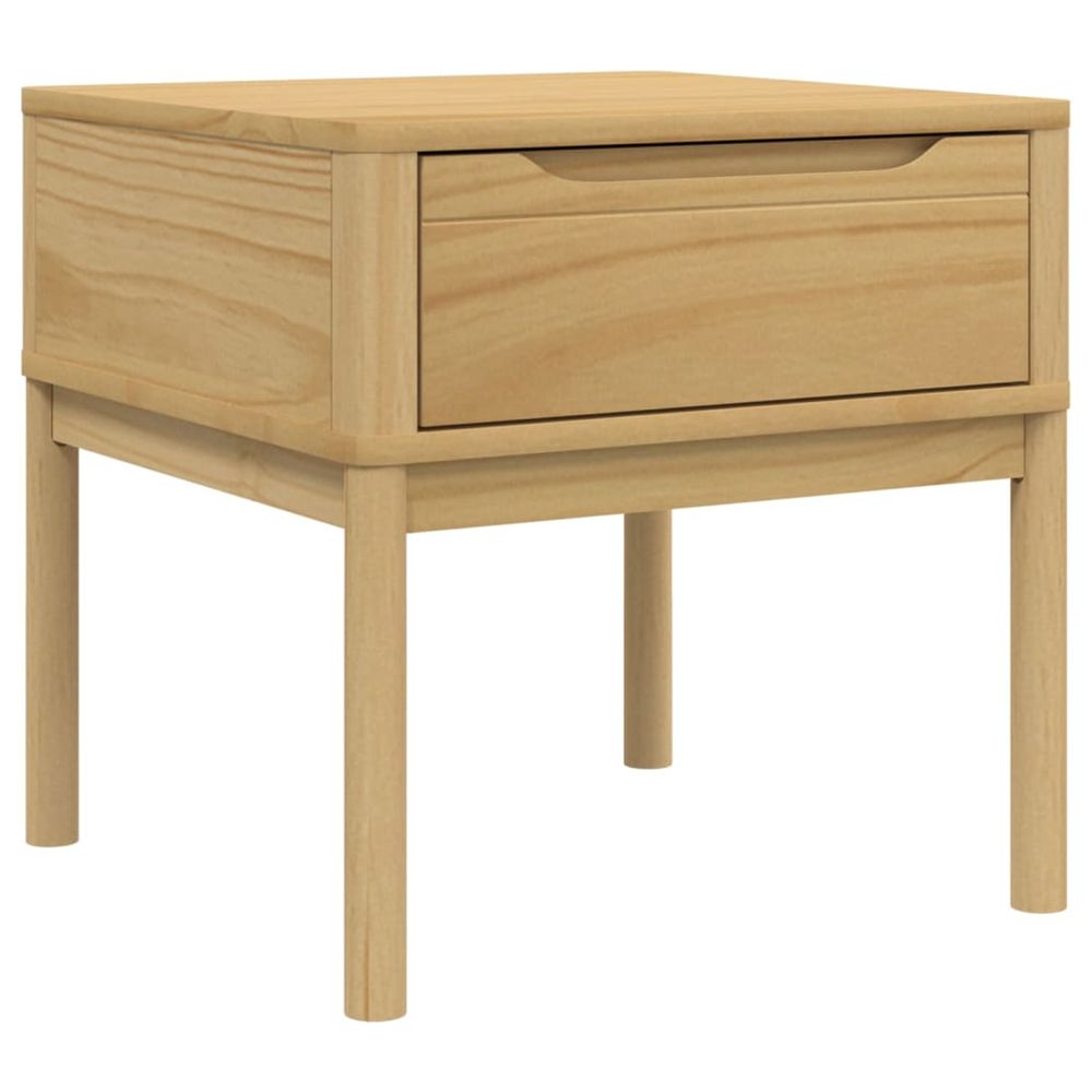 Table de chevet floro marron cire 55x55x54 cm pin massif