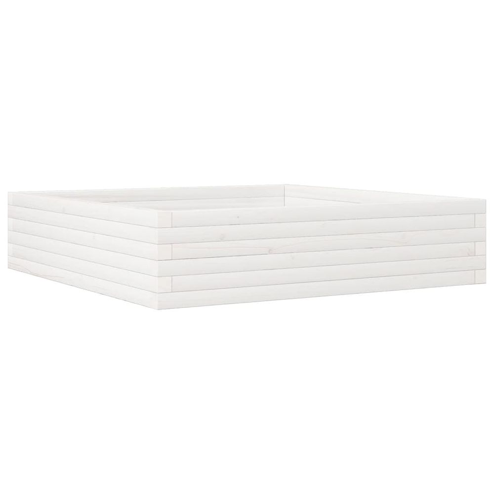 Jardinière blanc 100x100x23 cm bois de pin massif