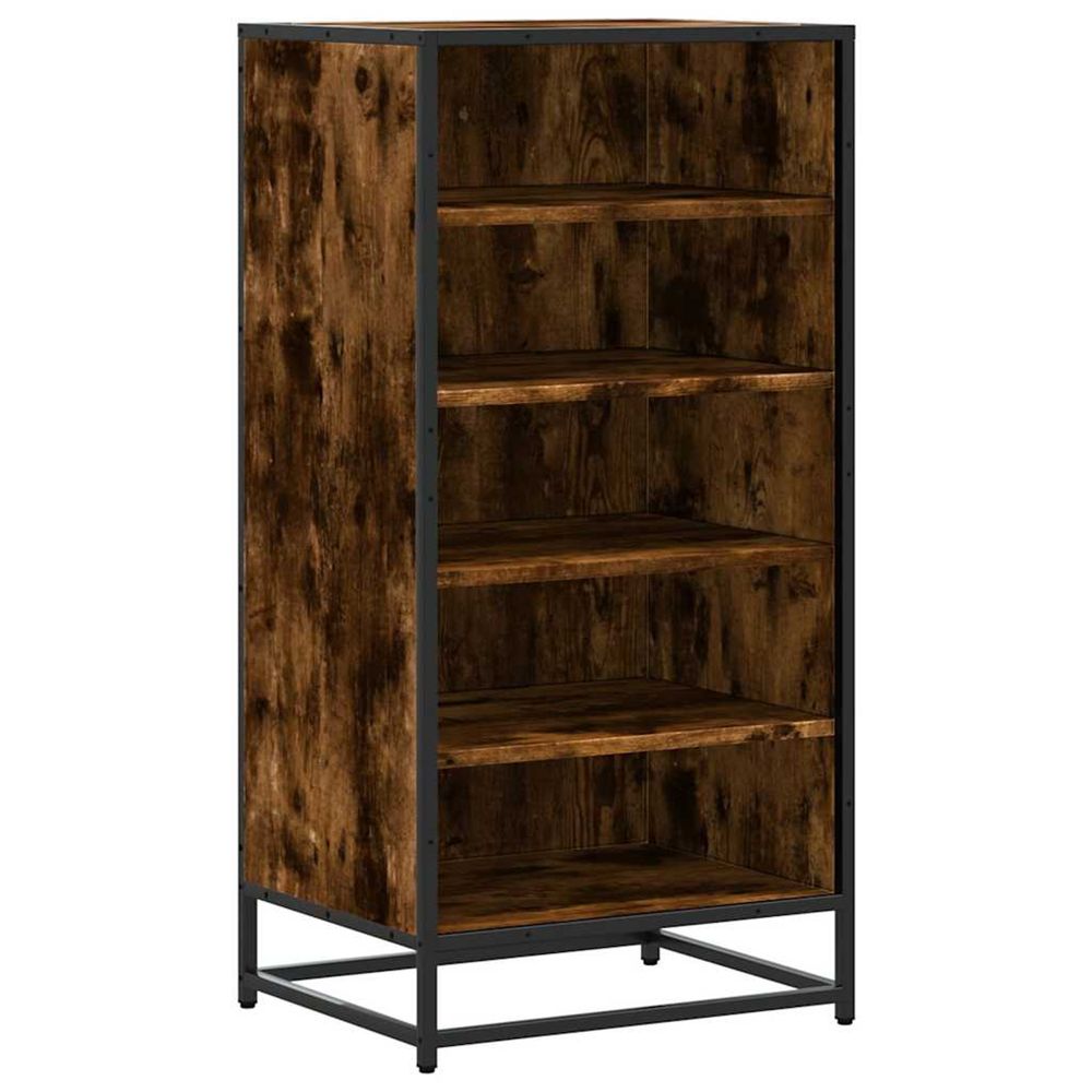 Étagère à chaussures chêne fumé 48x38x97,5 cm bois d'ingénierie