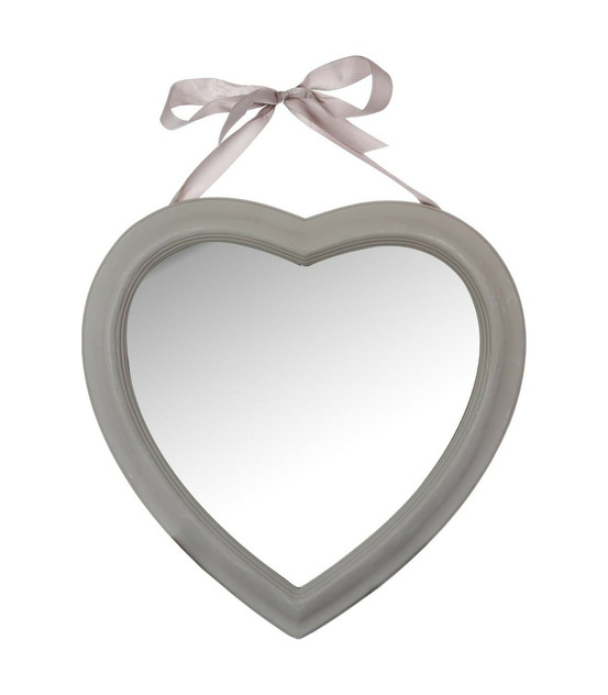 Miroir mural coeur en bois avec ruban 40 x 40 cm