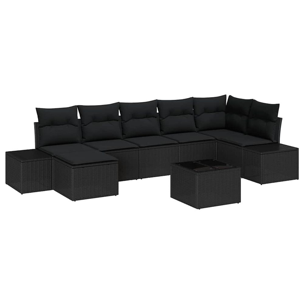 Ensemble de canapé de jardin 7 pc noir polyrotin