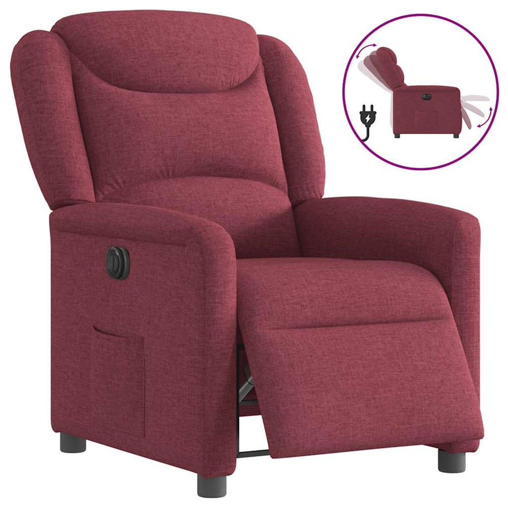 Fauteuil inclinable électrique rouge bordeaux tissu