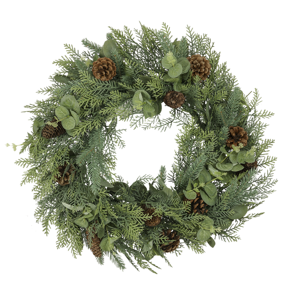 Couronne de noël artificielle ø45 cm - style evergreens - little grove
