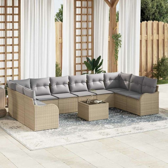 Ensemble de canapé de jardin beige polyrotin
