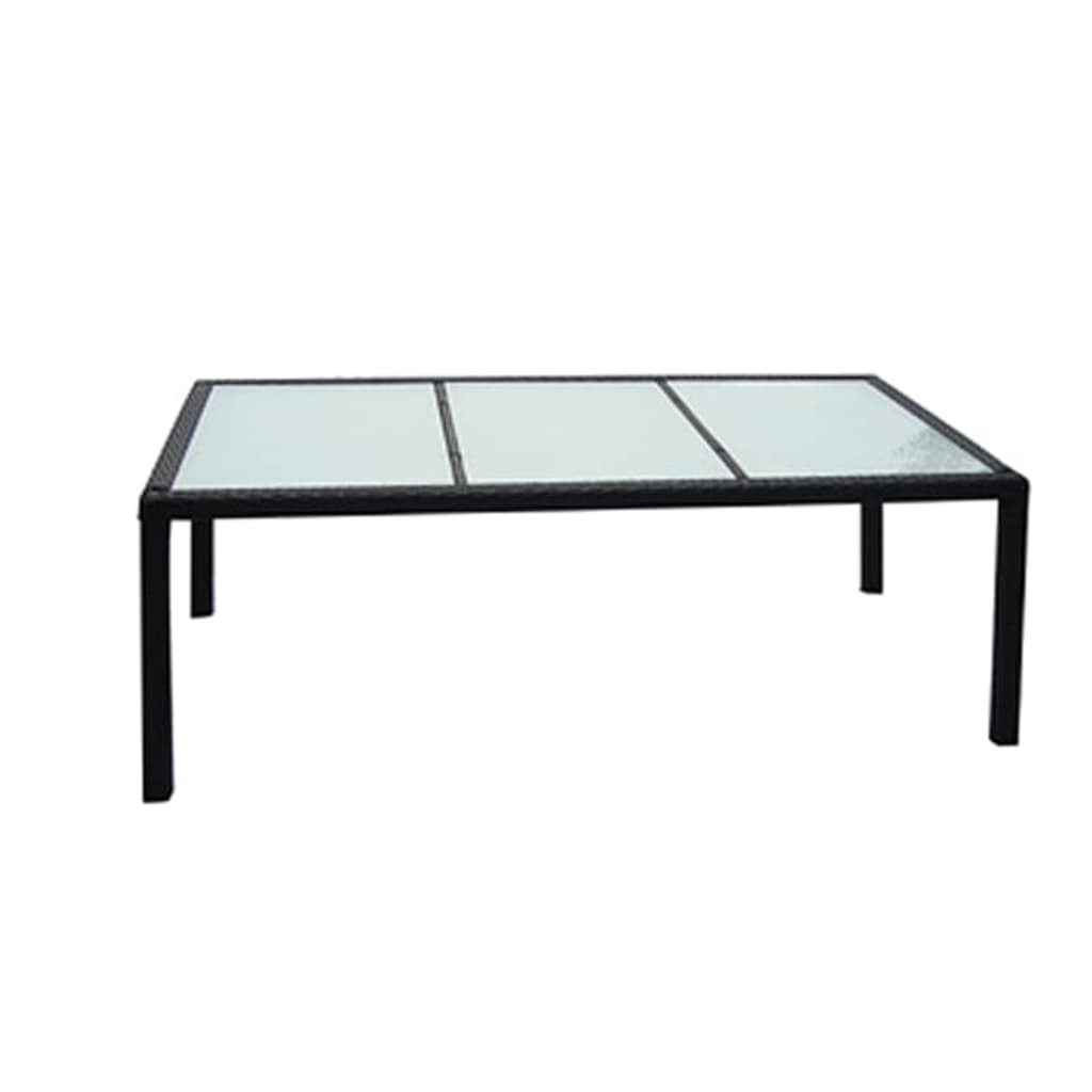 Table de jardin noir 190x90x75 cm résine tressée