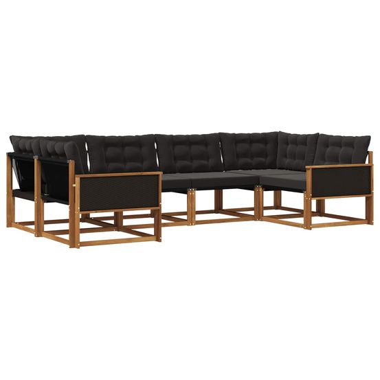 Ensemble de canapés d'extérieur 6 pc naturel et noir