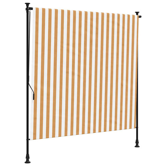 Store roulant d'extérieur orange et blanc 200x270cm tissu acier