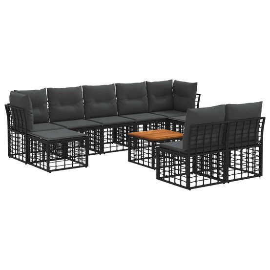 Ensemble de canapés d'extérieur 10 pc noir et gris foncé
