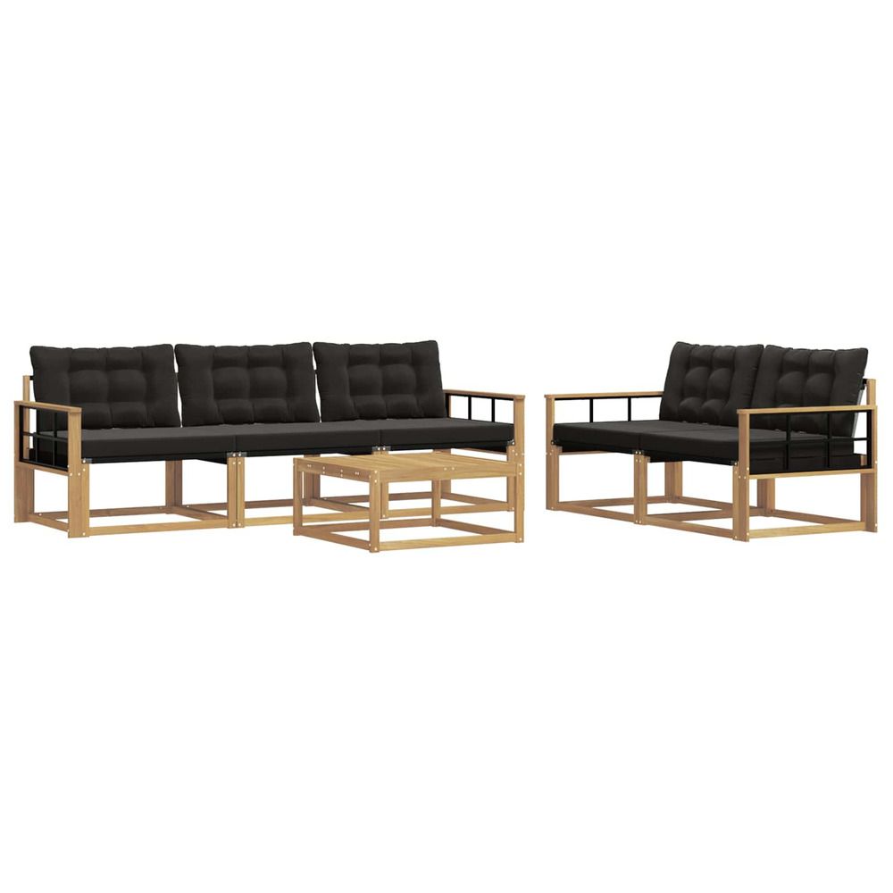 Ensemble de canapés d'extérieur 6 pc blanc et noir