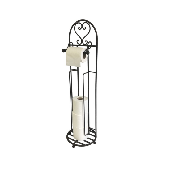 Dérouleur papier toilette fer forgé marron 23 x 80 cm