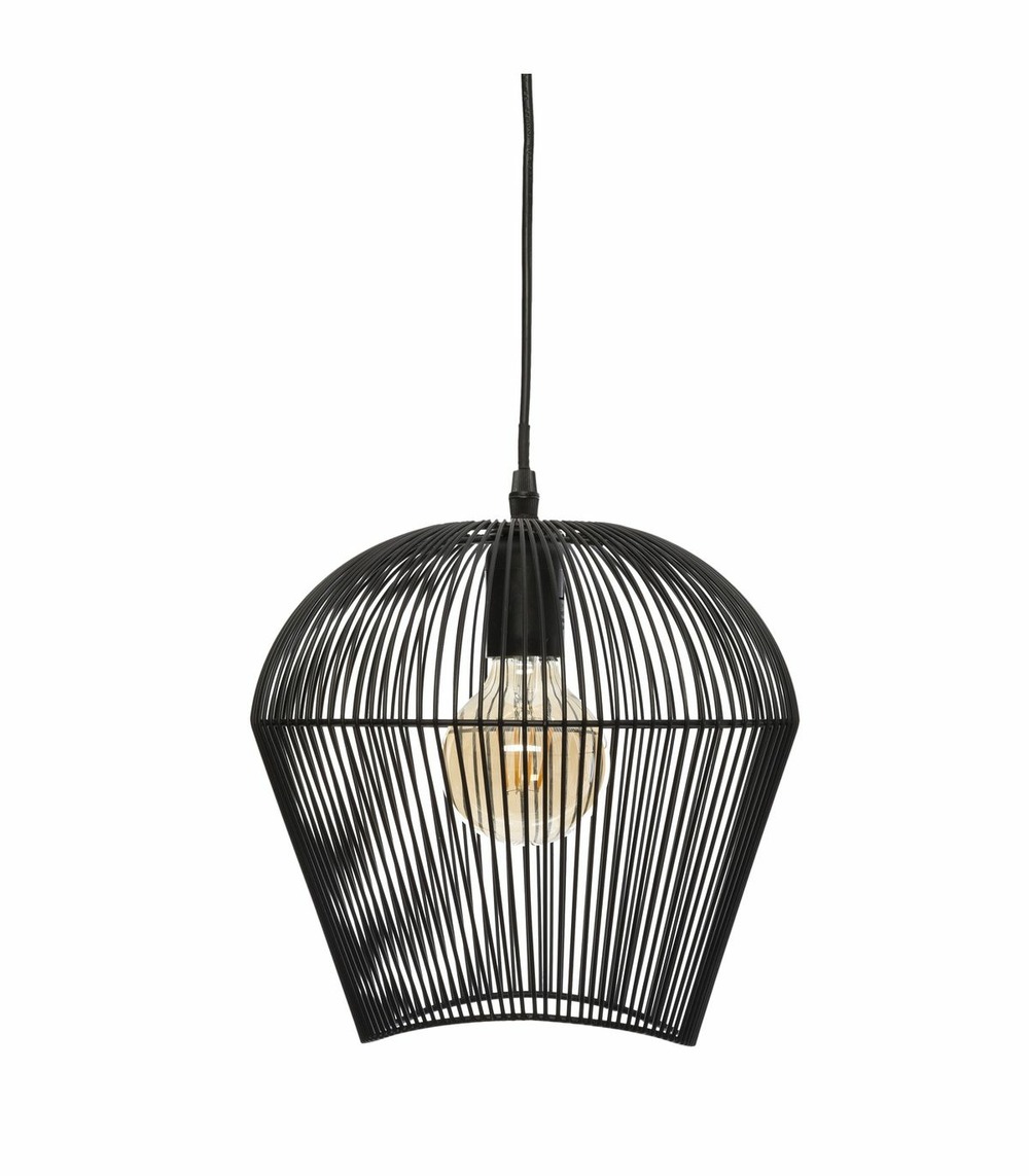 Luminaire suspension en métal filaire noir d 26 cm